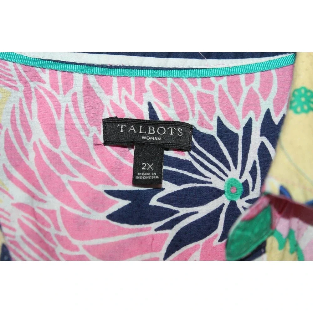 Talbots Floral Popover Textured Lightweight Top Pink Women's Plus Size 2X H14153 - Picture 5 of 12